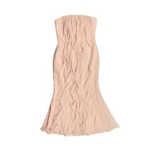 White by Vera Wang Ruffled Pink Chiffon Strapless Dress Formal Gown Bridesmaid